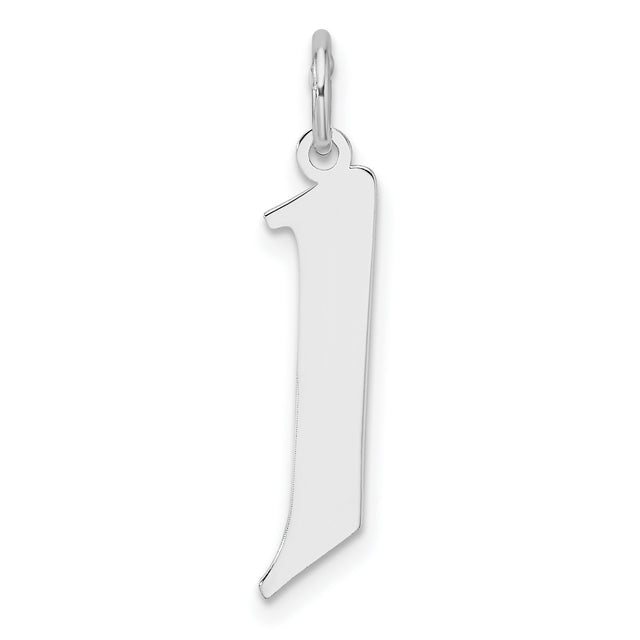 Sterling Silver Pendant Charm, Number One Symbol, Sleek Polished Motivational Design