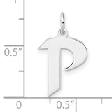 Sterling Silver Letter P Pendant Charm in Modern Block Font, Unisex Initial Jewelry