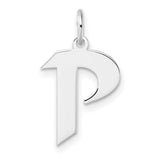 Sterling Silver Letter P Pendant Charm in Modern Block Font, Unisex Initial Jewelry