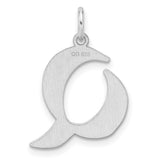 Sterling Silver Initial Q Pendant, Polished Script Letter Charm, Minimalist Alphabet Jewelry