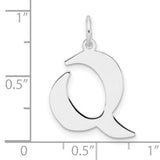 Sterling Silver Initial Q Pendant, Polished Script Letter Charm, Minimalist Alphabet Jewelry