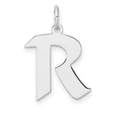 Sterling Silver Letter R Pendant Charm, Bold Block Font, Unisex Alphabet Jewelry