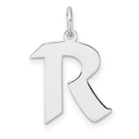 Sterling Silver Letter R Pendant Charm, Bold Block Font, Unisex Alphabet Jewelry