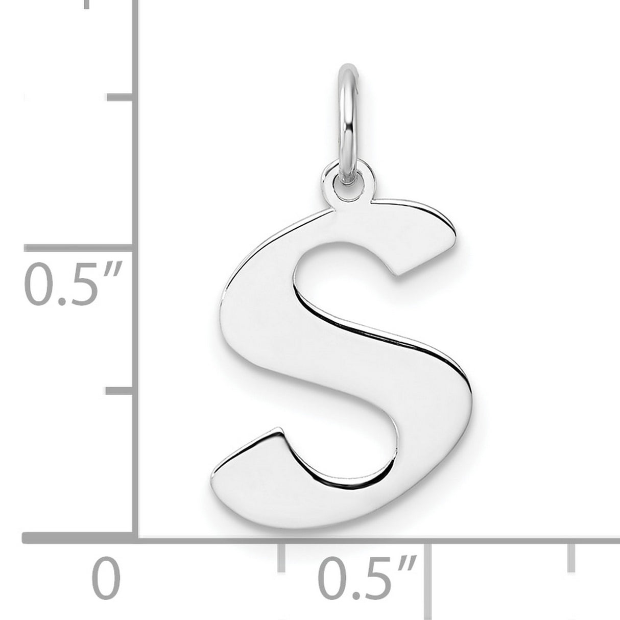Sterling Silver Initial Pendant Charm with Block Letter S Design for Women or Unisex