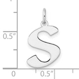 Sterling Silver Initial Pendant Charm with Block Letter S Design for Women or Unisex