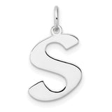 Sterling Silver Initial Pendant Charm with Block Letter S Design for Women or Unisex