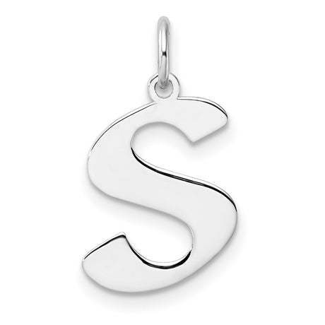 Sterling Silver Initial Pendant Charm with Block Letter S Design for Women or Unisex