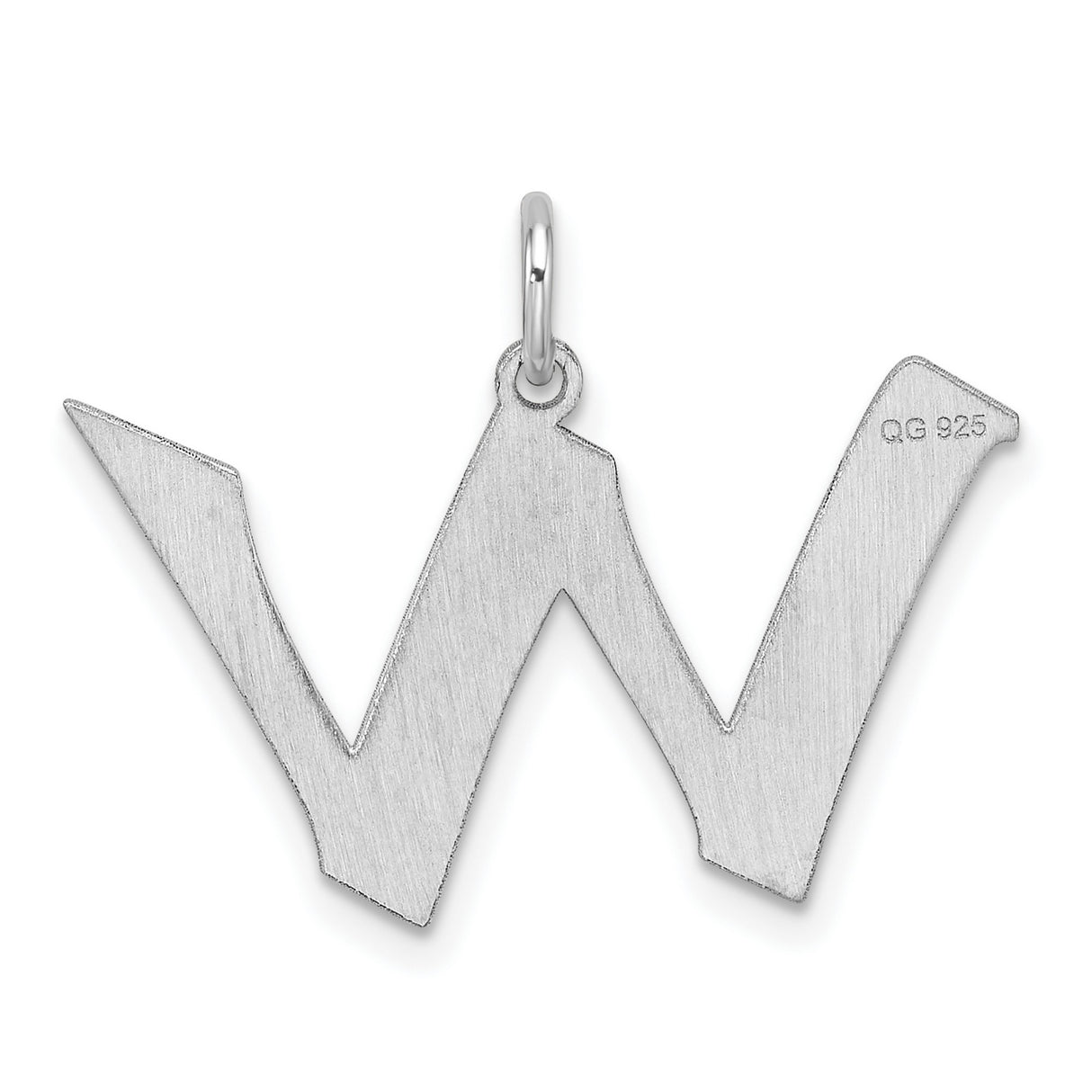 Sterling Silver Initial W Pendant, Block Letter Charm for Necklace or Bracelet