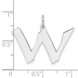 Sterling Silver Initial W Pendant, Block Letter Charm for Necklace or Bracelet