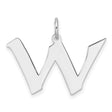 Sterling Silver Initial W Pendant, Block Letter Charm for Necklace or Bracelet