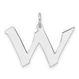 Sterling Silver Initial W Pendant, Block Letter Charm for Necklace or Bracelet