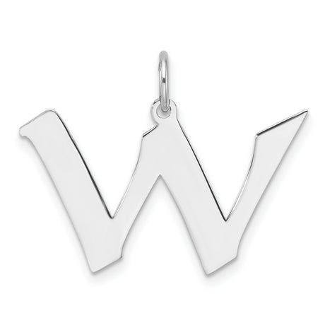 Sterling Silver Initial W Pendant, Block Letter Charm for Necklace or Bracelet