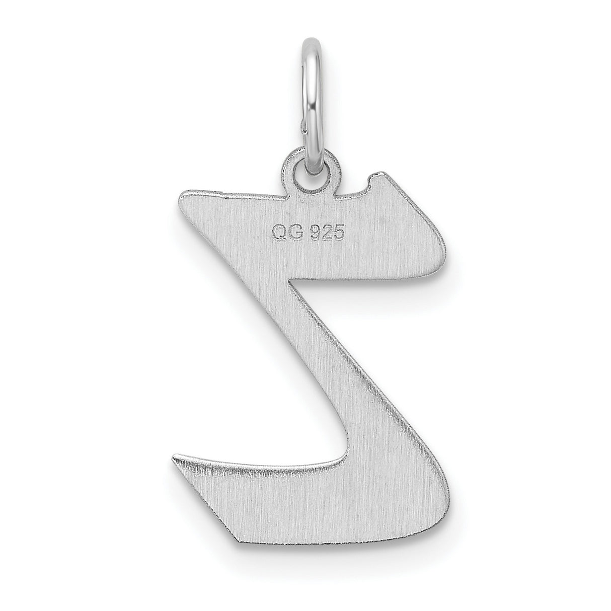 Sterling Silver Letter Z Pendant Charm, Polished Block Initial Design for Women and Unisex