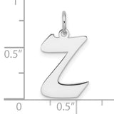 Sterling Silver Letter Z Pendant Charm, Polished Block Initial Design for Women and Unisex