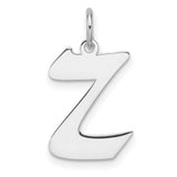 Sterling Silver Letter Z Pendant Charm, Polished Block Initial Design for Women and Unisex