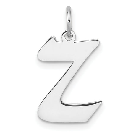 Sterling Silver Letter Z Pendant Charm, Polished Block Initial Design for Women and Unisex
