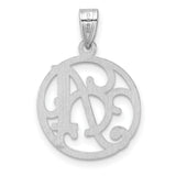 Sterling Silver Letter A Pendant, Ornate Script Monogram Circular Charm for Women