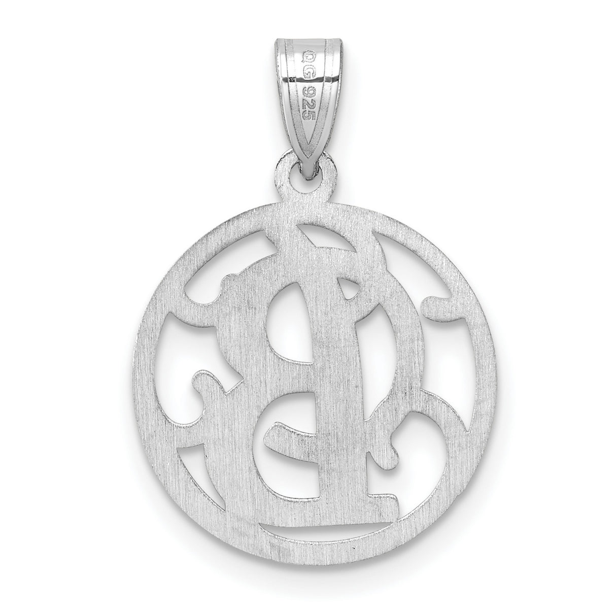 Sterling Silver Initial Pendant with Script Letter B and Round Filigree Charm
