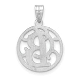 Sterling Silver Initial Pendant with Script Letter B and Round Filigree Charm