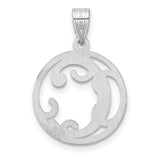 Sterling Silver Pendant, Initial C Scroll Design Openwork Script Letter Charm for Women