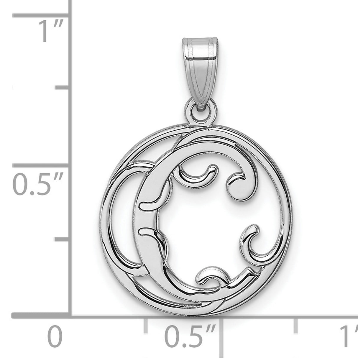 Sterling Silver Pendant, Initial C Scroll Design Openwork Script Letter Charm for Women