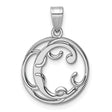 Sterling Silver Pendant, Initial C Scroll Design Openwork Script Letter Charm for Women