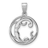 Sterling Silver Pendant, Initial C Scroll Design Openwork Script Letter Charm for Women