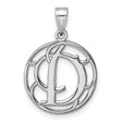 Sterling Silver Pendant, Decorative Script Letter D in Circular Openwork Design