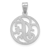 Sterling Silver Initial F Pendant with Script Letter and Openwork Design for Women