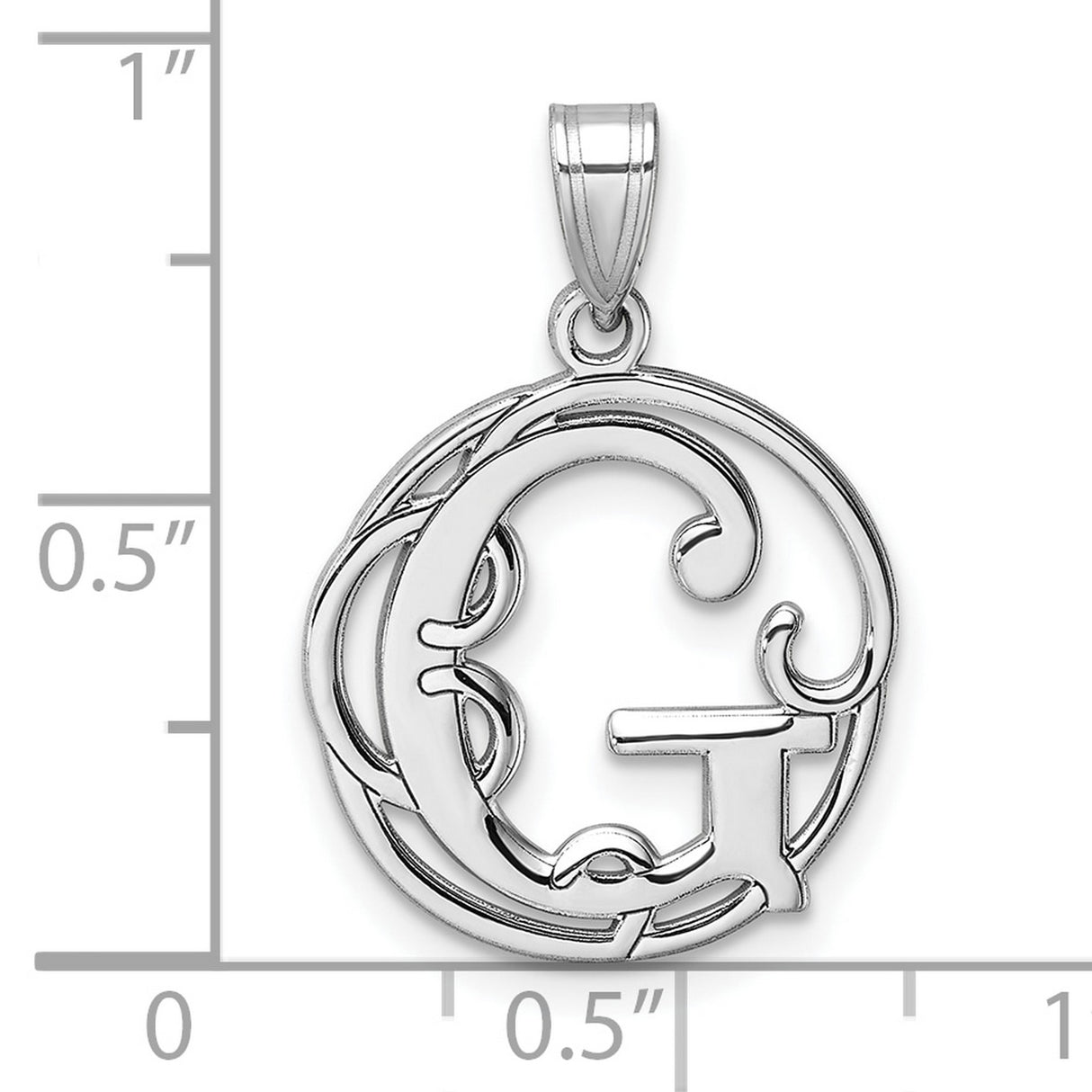 Sterling Silver Pendant, Script Letter G, Filigree Monogram Charm for Women