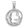 Sterling Silver Pendant, Script Letter G, Filigree Monogram Charm for Women