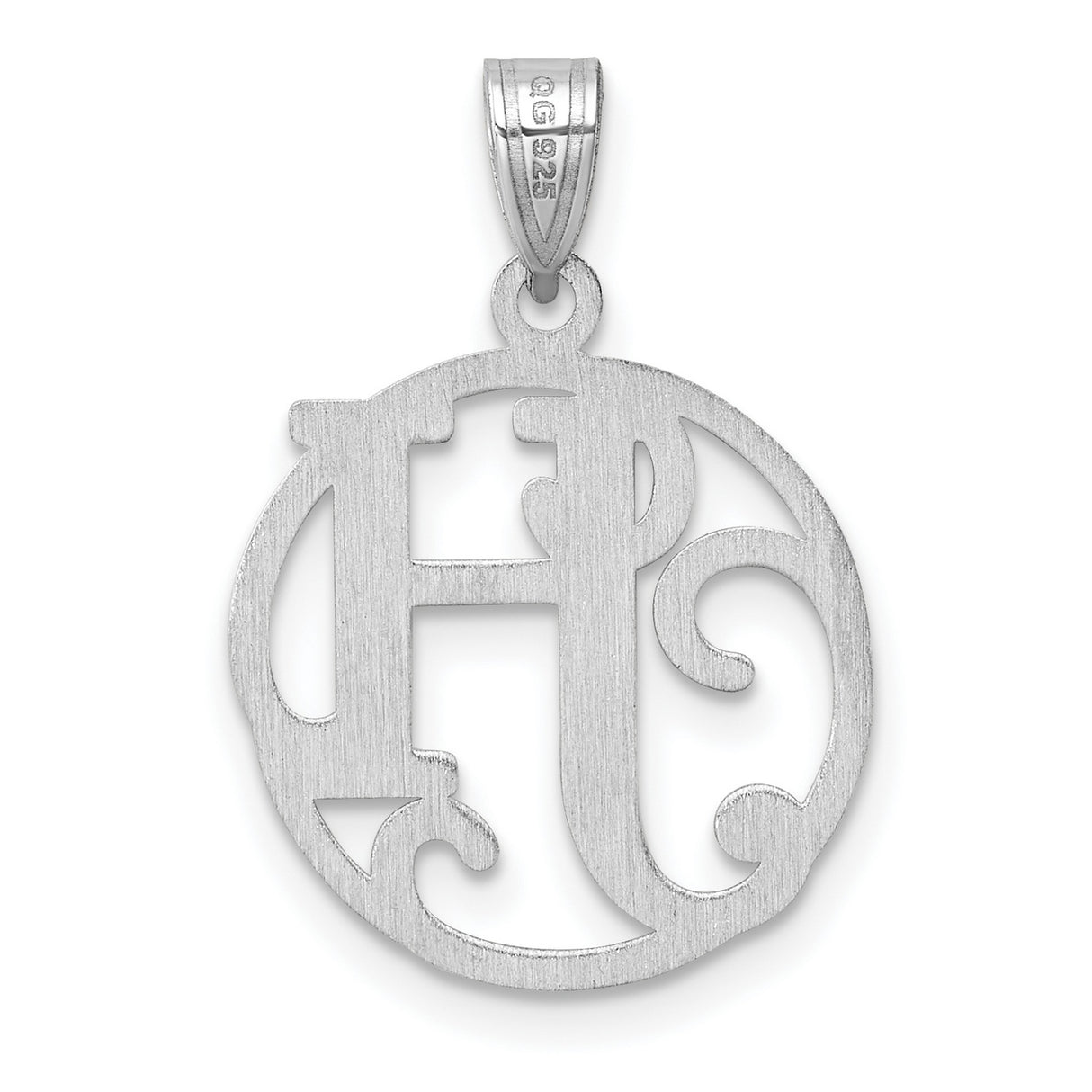 Sterling Silver Initial H Pendant with Scroll Accents and Openwork Design