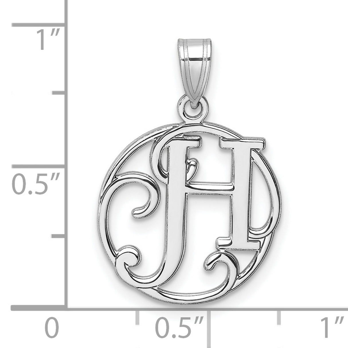Sterling Silver Initial H Pendant with Scroll Accents and Openwork Design