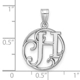 Sterling Silver Initial H Pendant with Scroll Accents and Openwork Design