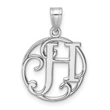 Sterling Silver Initial H Pendant with Scroll Accents and Openwork Design