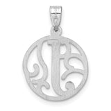 Sterling Silver Initial J Pendant, Script Letter Monogram Charm with Scroll Design