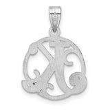Sterling Silver Initial Pendant, Letter K with Decorative Filigree Design, Feminine Script Charm