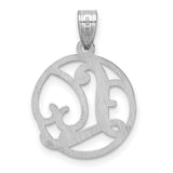 Sterling Silver Initial Pendant with Openwork Circle, Script Letter L Design for Women