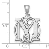Sterling Silver Monogram Pendant with Intertwined Letters M Y, Script Initial Charm for Women