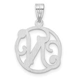 Sterling Silver Monogram Pendant with Script Letter N in Open Circle Design