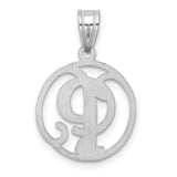 Sterling Silver Monogram Pendant with Script Letter P in Open Circle Design