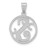 Sterling Silver Pendant with Script Initial S Design, Round Openwork Monogram Charm