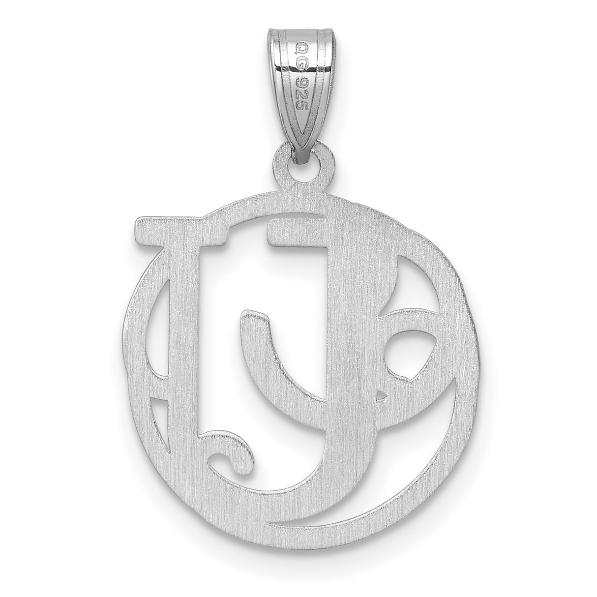Sterling Silver Monogram Pendant with CJ Interlocking Letters, Ornate Script Initial Charm