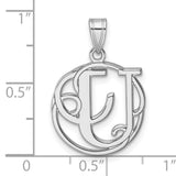 Sterling Silver Monogram Pendant with CJ Interlocking Letters, Ornate Script Initial Charm