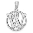 Sterling Silver Pendant with Intertwined W P Monogram Letters in Circular Frame Design