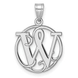 Sterling Silver Pendant with Intertwined W P Monogram Letters in Circular Frame Design