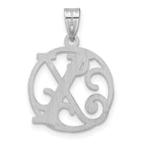 Sterling Silver Initial Pendant, Script Letter X in Circular Frame, Monogram Style