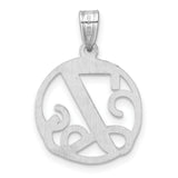Sterling Silver Initial Z Pendant Charm with Script Letter in Openwork Round Design