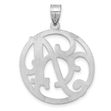 Sterling Silver Monogram Pendant, Script Letter A with Circular Filigree Design