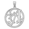 Sterling Silver Monogram Pendant, Script Letter A with Circular Filigree Design